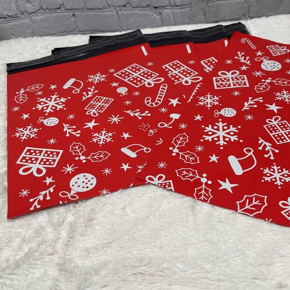 Poly Mailers Christmas Holiday Red White Mailer Shipping Envelope QTY:50 10”x13” - Picture 2 of 6